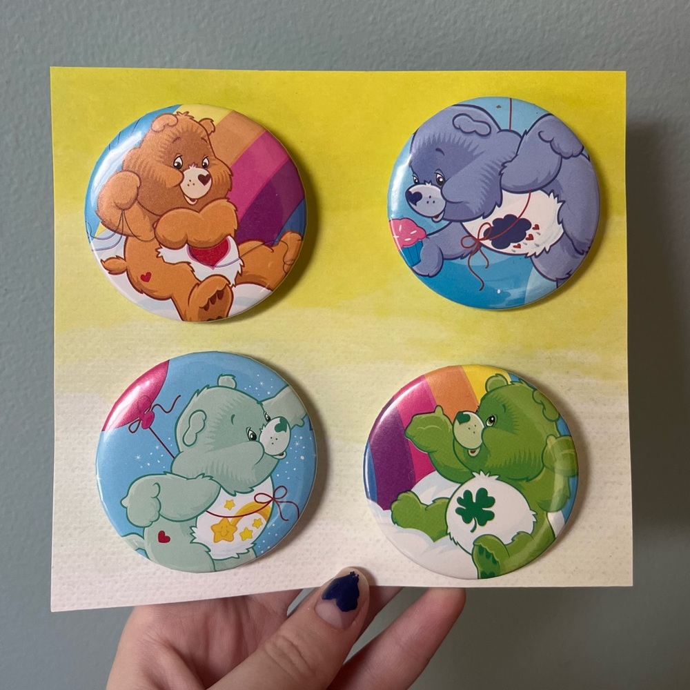 Care Bear Pin 4-pack handmade 2.25 inch buttons